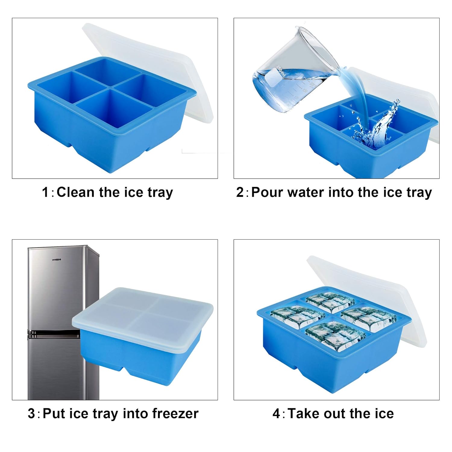 Bandeja de hielo de silicona, bandeja de hielo para niños, bandeja ...