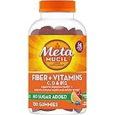 Metamucil Fiber Gummies for Adults with Vitamins C, D, B12 for Metabolism, No Sugar Added Citrus Berry Flavor, 5g Plant Based Prebiotic Fiber Supplement Blend, 120 Count