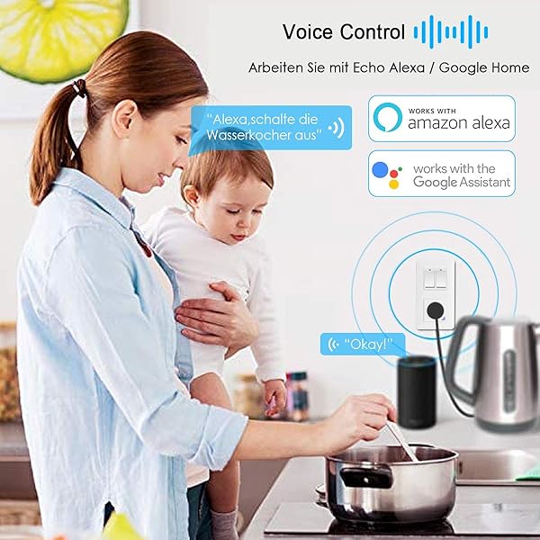 Interruptor de luz WiFi Alexa de TEEKAR con enchufe inteligente WiFi interruptor de botn fsico compatible con Alexa Google Home y Smart Life