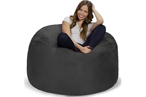 Chill Sack Bean Bag Chair: Giant 4' Memory Foam Furniture Bean Bag - Big Sofa with Soft Micro Fiber Cover - Charcoal