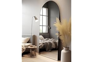 AyeWish Full Length Mirror, Floor Mirror with Stand, Arched Mirror, Standing Mirror, Tall Mirror, Wall Mounted, FreeStanding, Large Mirror, 64"×21", Aluminum Frame -Black
