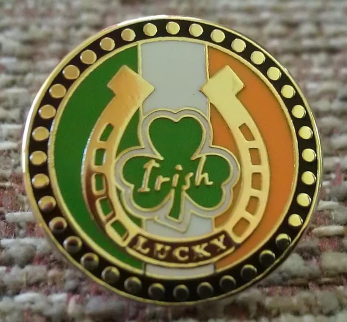 IRISH Horseshoe Shamrock "LUCKY" Gold Coins Ireland Flag