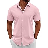 COOFANDY Men's Button Down Shirts Short Sleeve Casual Summer Beach Shirts Vacation Wedding Shirts