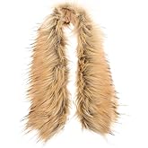 GALPADA Faux Fur Hood Trim Replacement Detachable For Coats Neck Warmer Brown