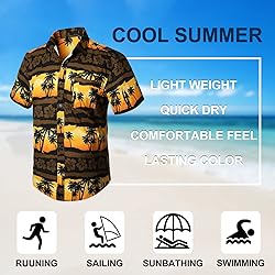 Hawaiian Tropical Shirts for Men Tree Flower Short