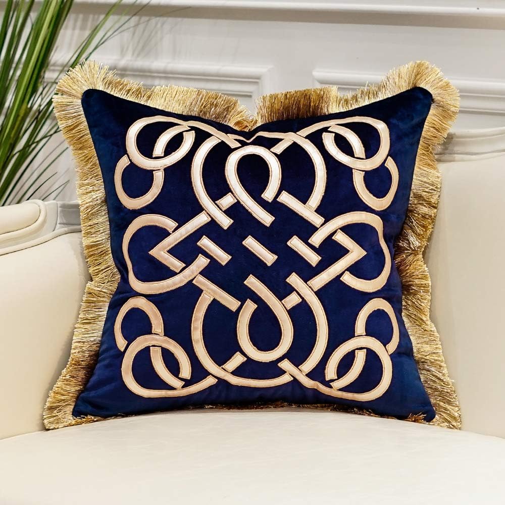 Avigers Luxury Navy Blue Decorative Pillows with Tassels