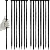 EUOKOK 16 Inch Rebar Stakes - 1/2 Inch Diameter Galvanized Steel Ground Anchors Plant Support Metal Garden Stake Heavy Duty Anchoring Spikes for Speed Bump, Parking Curb and Camping Tent (10 Pack)