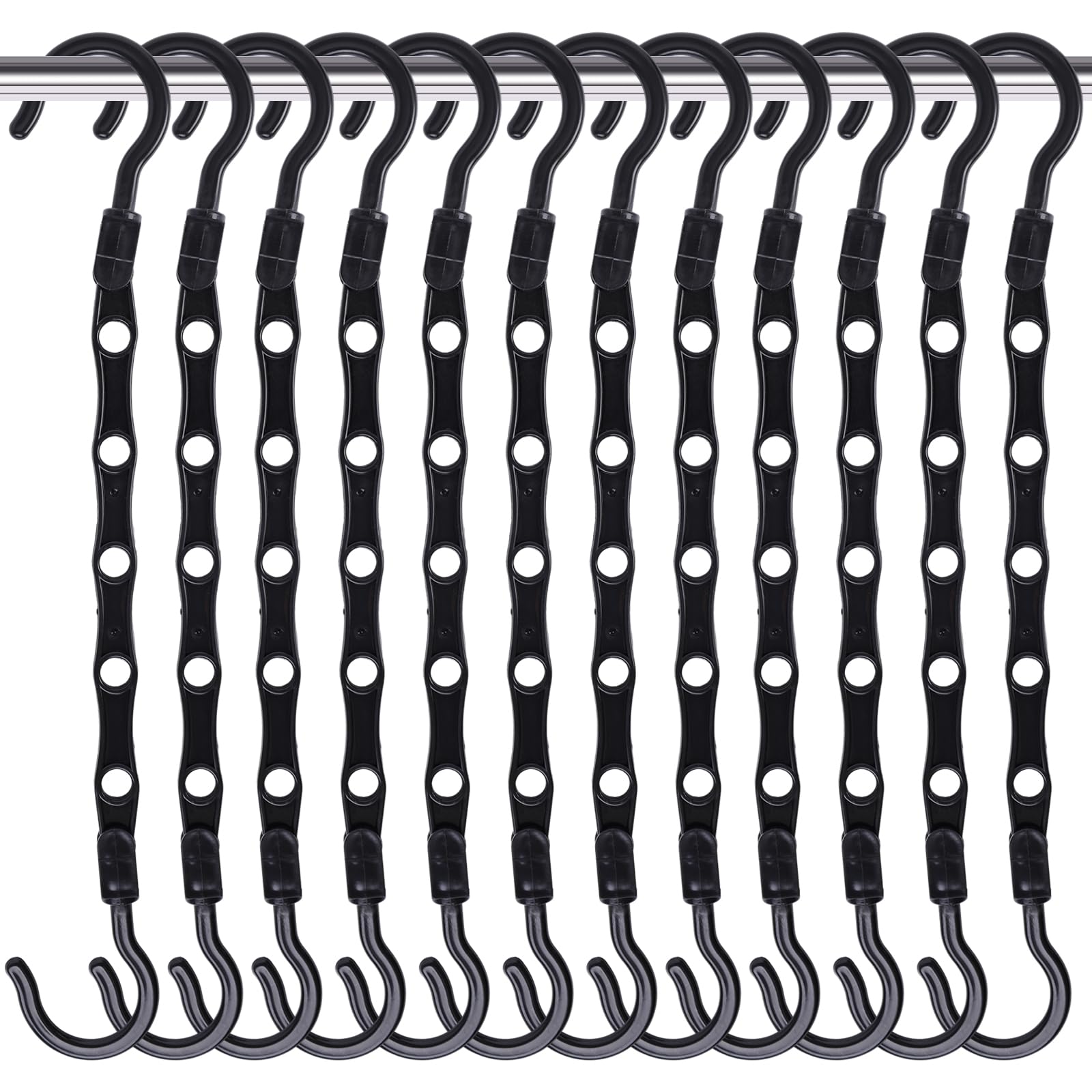 Photo 1 of HAKDAY Space Saving Magic Hangers, 12PCS Black Cascading Closet Organizers with 5 Holes for College Dorm Room