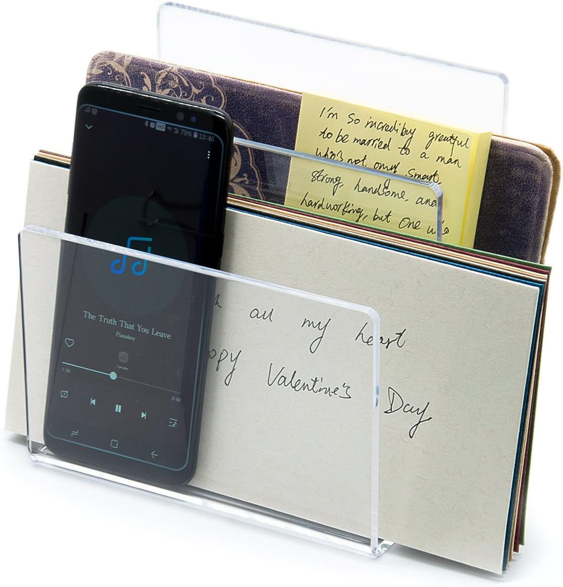 Combination of Life 2 Sections Acrylic Mini File Sorter Desktop Organizer Clear 6 inches W by 4.1 inches D by 6.5 inches H Set of 2 : Office Products