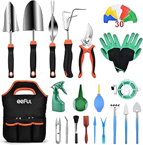 eeFul Garden Tools Set Succulent Tools Kit - Outdoor Gardening Gifts Tools Stainless Steel Garden Tools Set with Storage Bag for Garden Lovers (51 PCS)