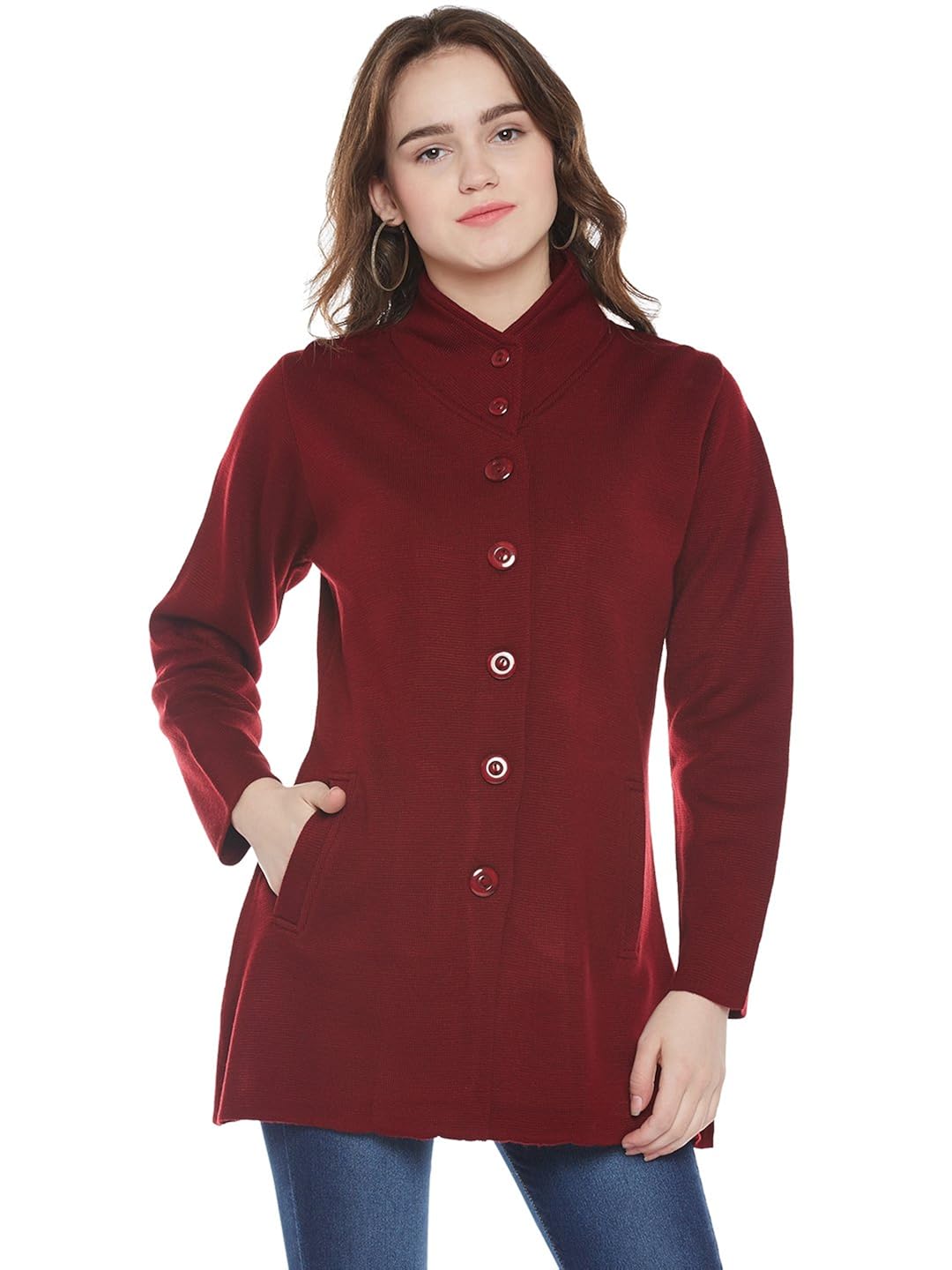 cayman maroon woollen tailored coat