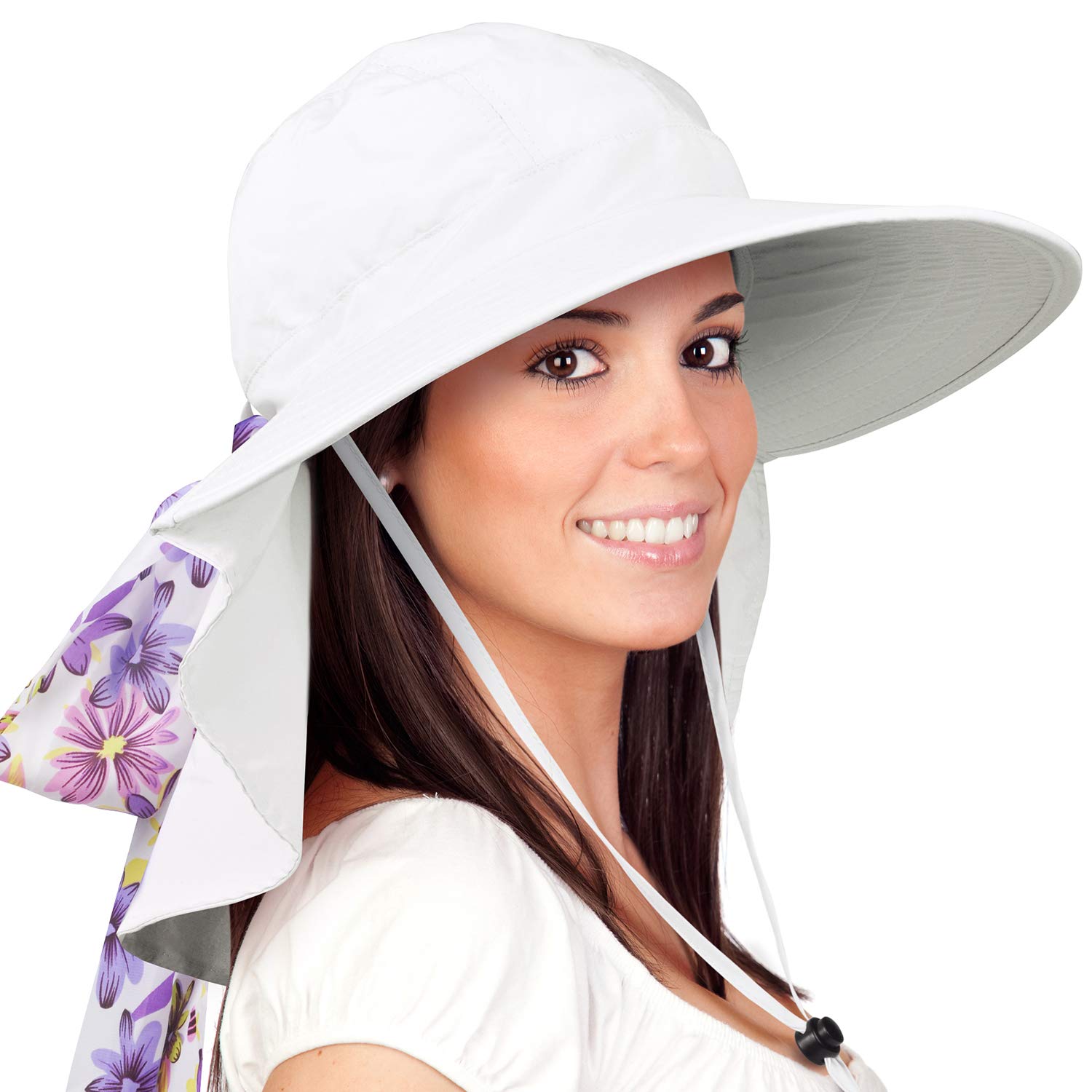 Womens Sun Hats Neck Flap Large Brim UV 
