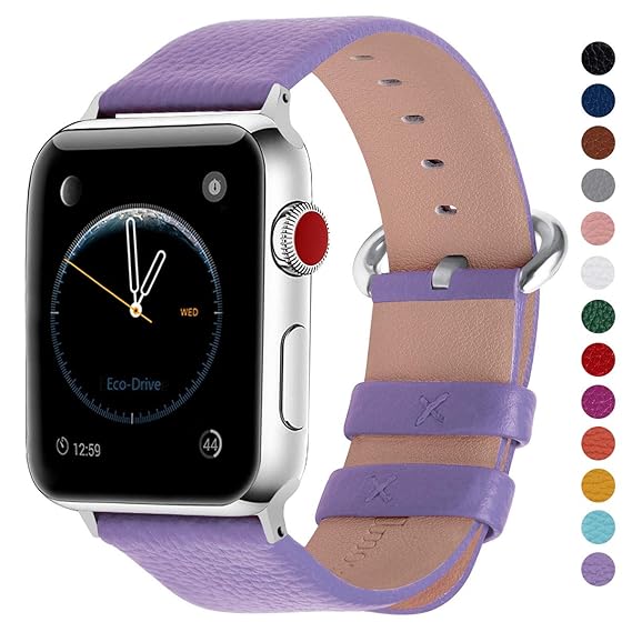 Fullmosa Compatible Smart Watch Band 44mm 42mm 40mm 38mm Calf Leather Band Compatible Watch Band Replacement Strap Compatible Watch Series 4 Series 3 ...