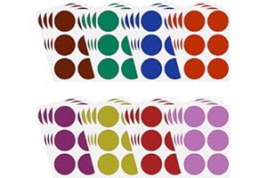Round 2" inch Sticker 50mm dot Labels - Colored Circle Stickers - Permanent Adhesive - in Assorted 8 Colors Red, Blue, Green,