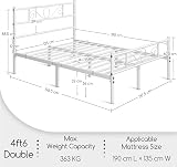 Yaheetech 4ft6 Double Metal Bed Frame with Headboard Footboard White view 9