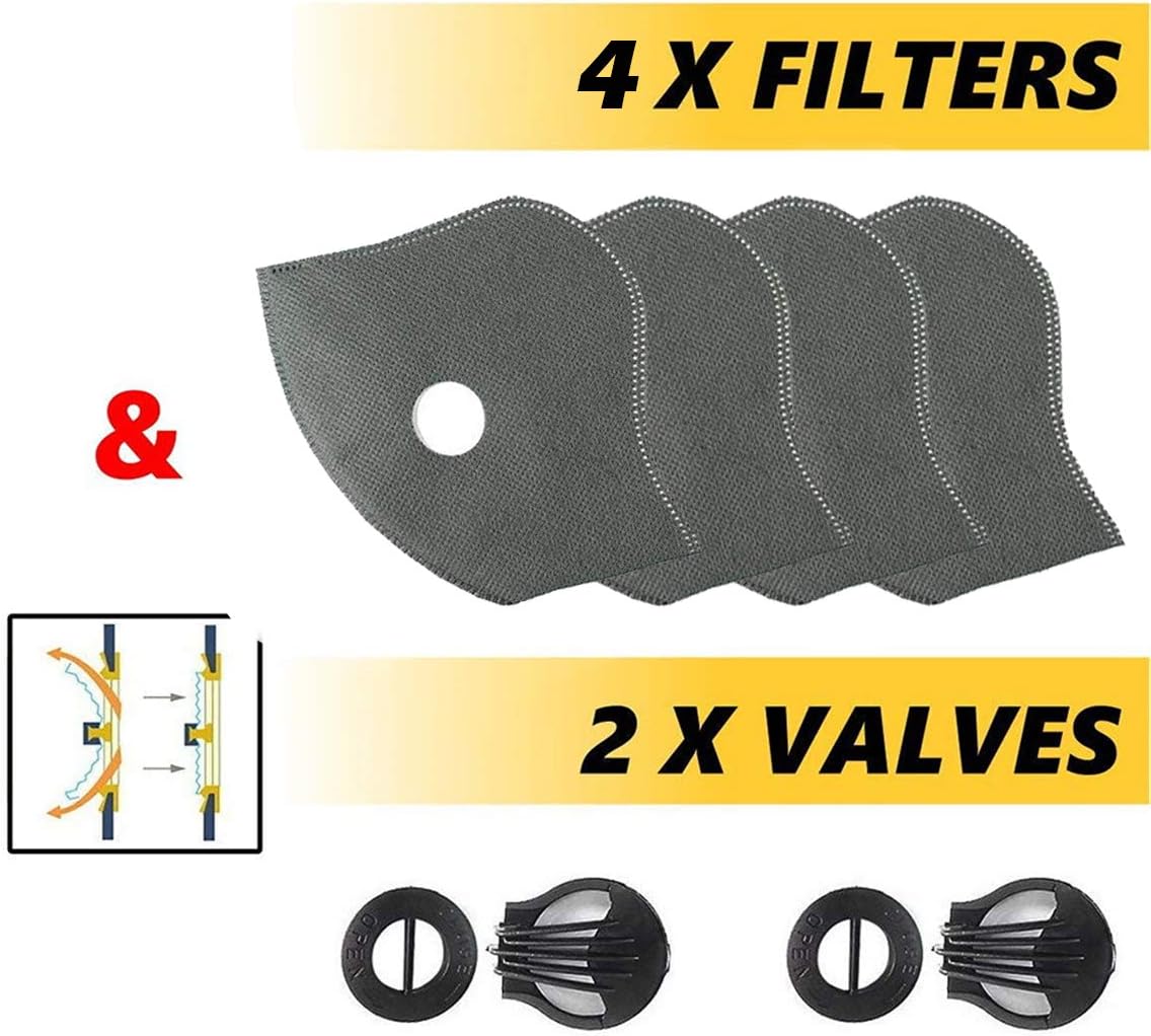 Dust masks Mask with Valve Washable Pollution Respirator Mouth Masks with Replaceable Filter for Men Women.For motorcycle,running, cycling, and all outdoor activities.