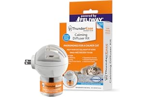 ThunderEase Cat Calming Pheromone Diffuser Kit | Powered by FELIWAY | Reduce Scratching, Urine Spraying, Marking and Anxiety (30 Day Supply)