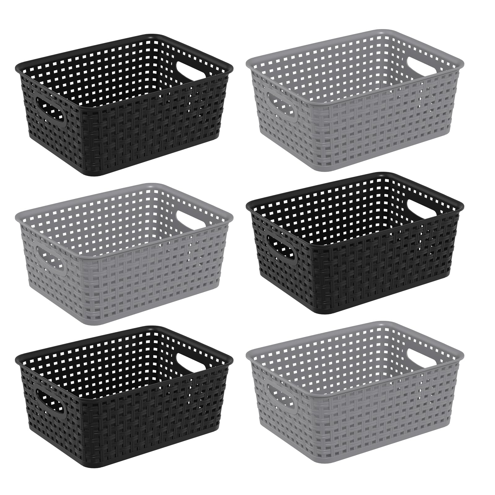 Ordate Plastic Storage Baskets, Small Plastic Weave Basket, 6 Packs