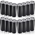 16 Pack 20 oz Stainless Steel Skinny Tumbler Water Tumbler Cup Insulated Stainless Steel Cups with Lid Double Layer Travel Coffee Mug Reusable for Hot Cold Drink Home Office Car Use(Black)