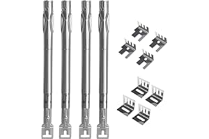 KEESHA Universal Adjustable Grill Burner Tubes, Extendable Length from 14” to 19", Stainless Steel Burners Replacement for Most Grills, Perfect for Charbroil, Nexgrill Grill Accessories, 4-Pack
