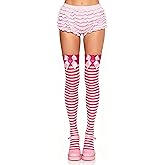 Leegmvse Nylon Striped Stockings Novelty Striped Thigh High Socks Women Girls Funny Cute Over Knee High Socks Long Stockings