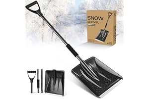 UMUACCAN Snow Shovel, Emergency Shovels for Driveway with D-Handle, Overall 41-Inch Long Garden Shovel for Car, Garden Tools, Black