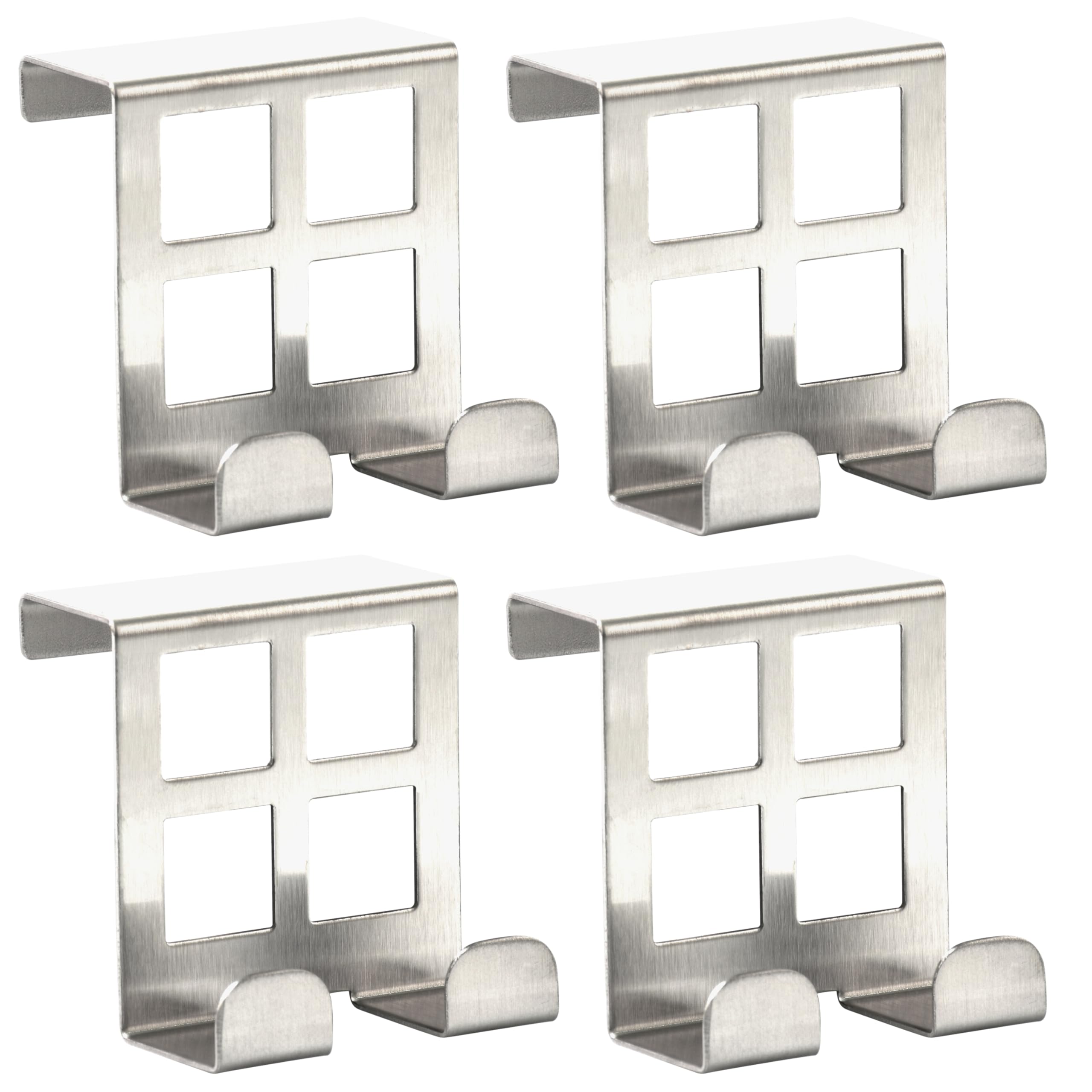 RICOO Door Hooks - Stainless Steel Over Door Hanger, Modern Door Hooks for Hanging Towels, Clothes, Bags - MH030Sx4, Set of 4