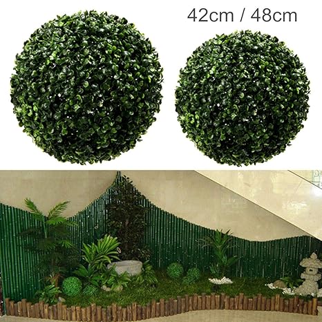 SAFETYON Buchsbaumkugel, künstlich Buchskugel, Künstlich Buchsbaum Buxus Gartenleuchte Dekoration für Hochzeit Party 42cm