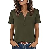 Zeagoo Womens Summer Tops V Neck Short Sleeve Shirts Dressy Casual Blouse Spring Vacation Tshirts Clothes