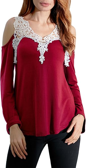 CAMAIEU vinaccia / bordeaux trasparente maglietta con pizzo - Magliette,  Top donna • Differenta.it