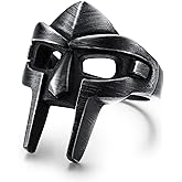 DOOM Mask Ring for Men Gladiator Style Black Titanium Stainless Steel Ring