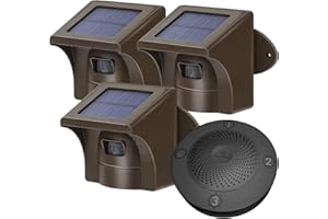 eMACROS Long Range Solar Wireless Driveway Alarm Outdoor Weather Resistant Motion Sensor & Detector-Security Alert System-Monitor & Protect Outside Property
