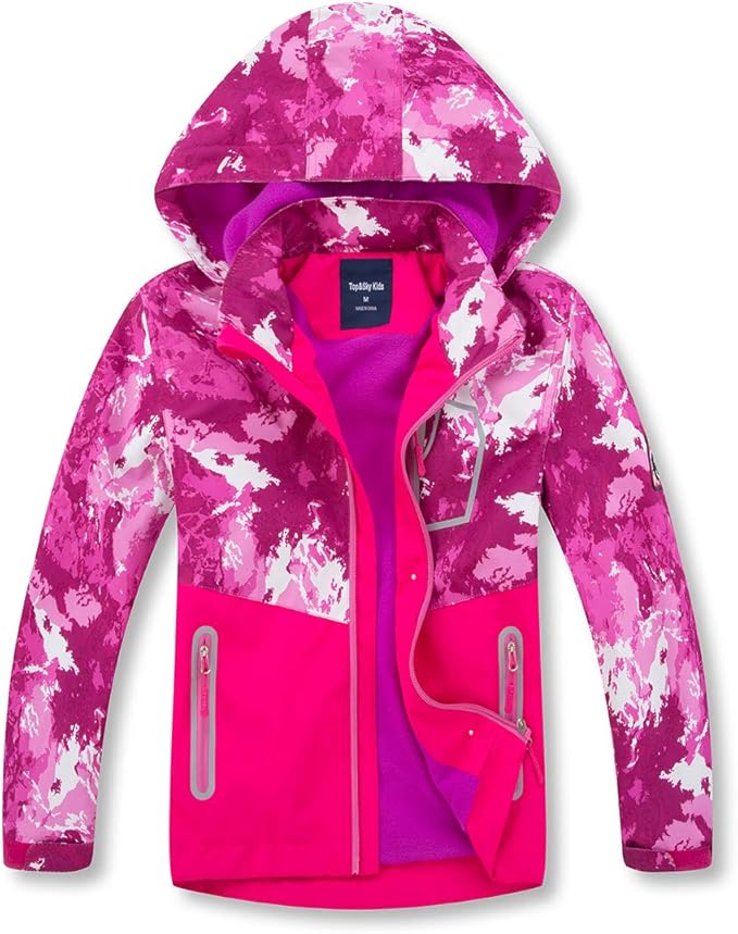 Girls Rain Jackets Lightweight Waterproof Hooded Raincoats Windbreakers