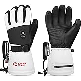 SAVIOR HEAT Heated Ski Gloves 2.0 for Men Women 7.4V 3000mAh Fast Charging Electric Rechargable Batteries 3M Thinsulate Waterproof Touchscreen Bluetooth App Snowboarding Ice Skating Gloves