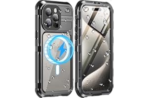 WIFORT for iPhone 15 Pro Max Waterproof Case - Metal Shockproof Phone Case Built-in Screen Protector [IP68 Water Proof][14FT Military Grade ], Heavy Duty Full Body Drop Protection Cover, 6.7" Black