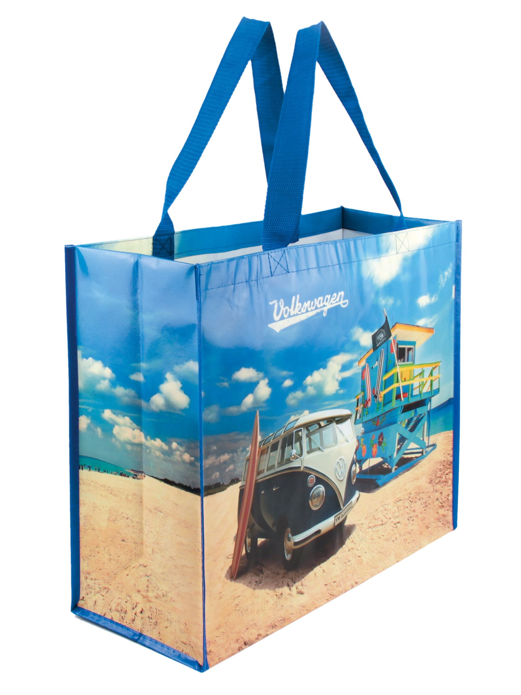 BRISA VW Collection - Volkswagen Reusable Shopping Crocery Bag with T1 Bus Motiv (Beachlife, 26 L)