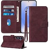 Moment Dextrad for Samsung Galaxy S25 FE Case Wallet, S25 FE Phone Case, Card Holder Slots, Wrist Strap, TPU Interior Protective, Stand, PU Leather, Folio Flip Cover (Red)