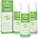 NOVEHA Tea Tree Eyelid Gel Cleanser - for Blepharitis, MGD, and Dry Eye with Pro-Vitamin B5, Hyaluronic Acid, and Cucumber Extract - Gentle Cleansing, Soothes Itchy Eyelid and Burning Eyes - 3PK-50mL