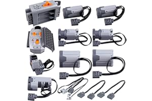 LELEOPODO 13-in-1 Power Function Motors Set Compatible with Technology Bricks, The Kit Parts Includes M L XL Servo Motor AA Battery Box, 2.4G Remote Control Receiver, Christmas and Birthday Gifts for MOC Player