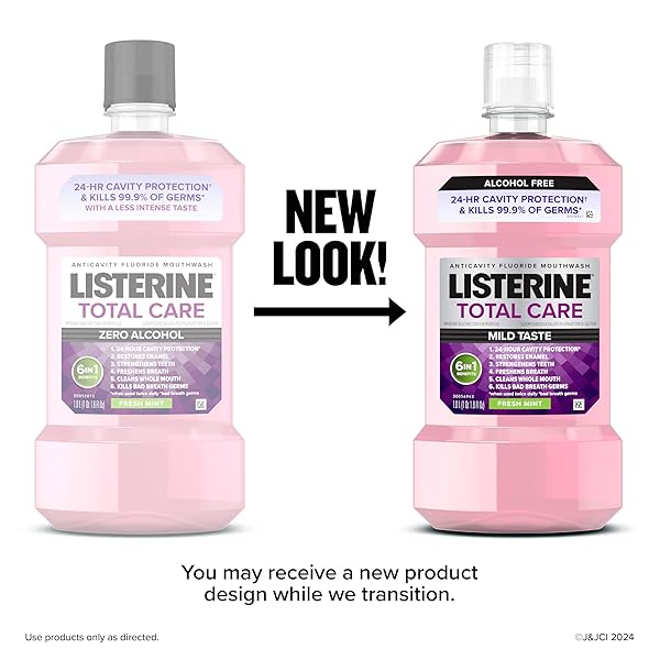 LISTERINE TOTAL CARE ALCOHOL FREE ANTICAVITY FLUORIDE MOUTHWASH, 6 BENEFIT ORAL RINSE TO HELP KILL 99.9% OF GERMS THAT CAUSE BAD BREATH, STRENGTHEN TEETH, RESTORES ENAMEL, FRESH MINT FLAVOR, 1 L
