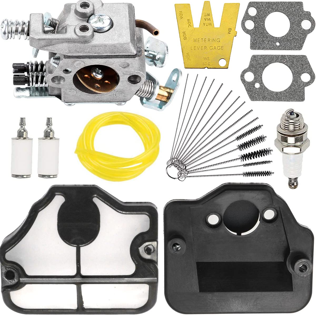 ZAMDOE Carburetor Kit for Husquvarna 36 41 136 137 137E 141 142 141LE 142E Chainsaw, with WT-834 WT-657 WT-529 WT-285 WT-239 C1Q-W29E Carburetor, Air Filter, Fuel Filter, Fuel Line
