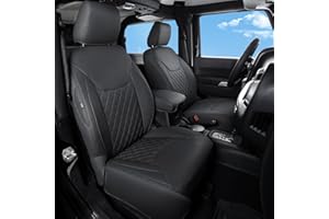 GIANT PANDA Customized Front Car Seat Covers for Jeep Wrangler JK 2/4 Door Sahara Sport Rubicon Unlimited Altitude 2013 2014 2015 2016 2017,Faux Leather - (Black)