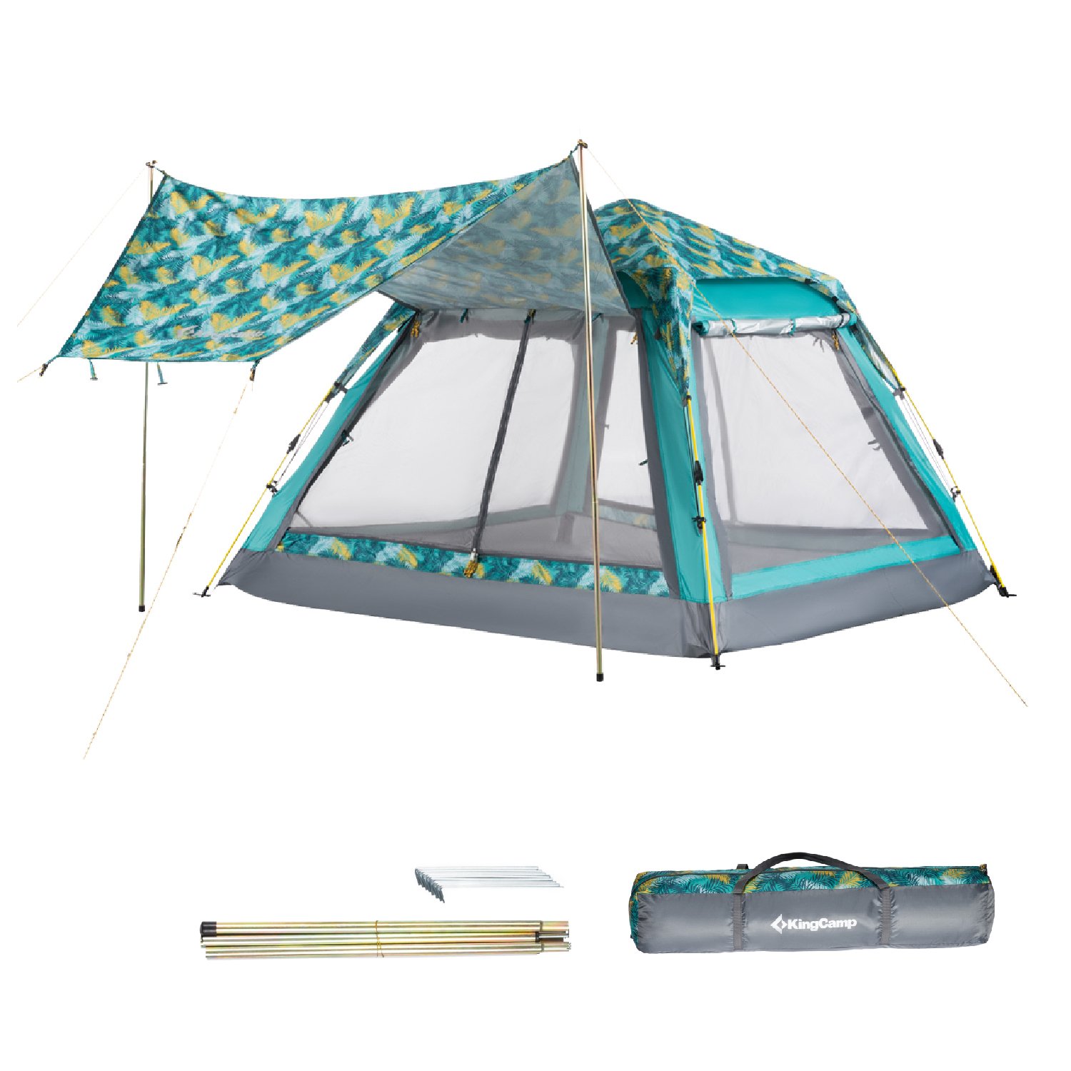 KingCamp Quick Up 3-4 Person Screen House Leisure Beach Tent UPF 50+ with Canopy for Beach Camping (Palm Green)