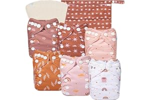 babygoal Newborn Cloth Diapers Pack of 13 for 5-12lbs Preemie Girl, Cloth Diaper Covers 6 Pack with 6pcs Inserts and Wet Bag, Reusable Washable & Waterproof
