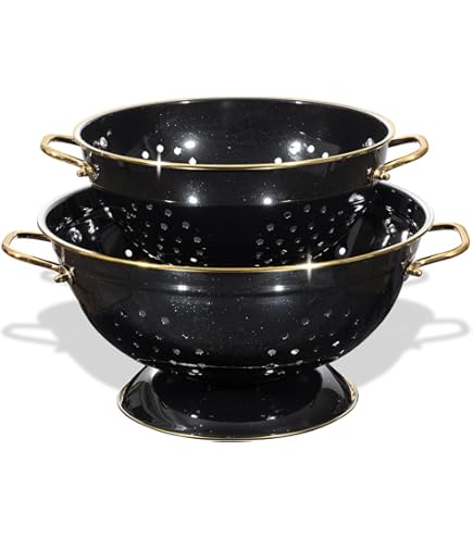TANEMUDO 6-Piece Stainless Steel Colander & Strainer Set - Gold, 1/3/5 Quart Sizes With Handles