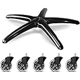 Sytopia 28" Heavy-Duty Office Chair Base Replacement with Wheels (Set of 5), Metal Base with Casters, Total Height: 7.5" (18.