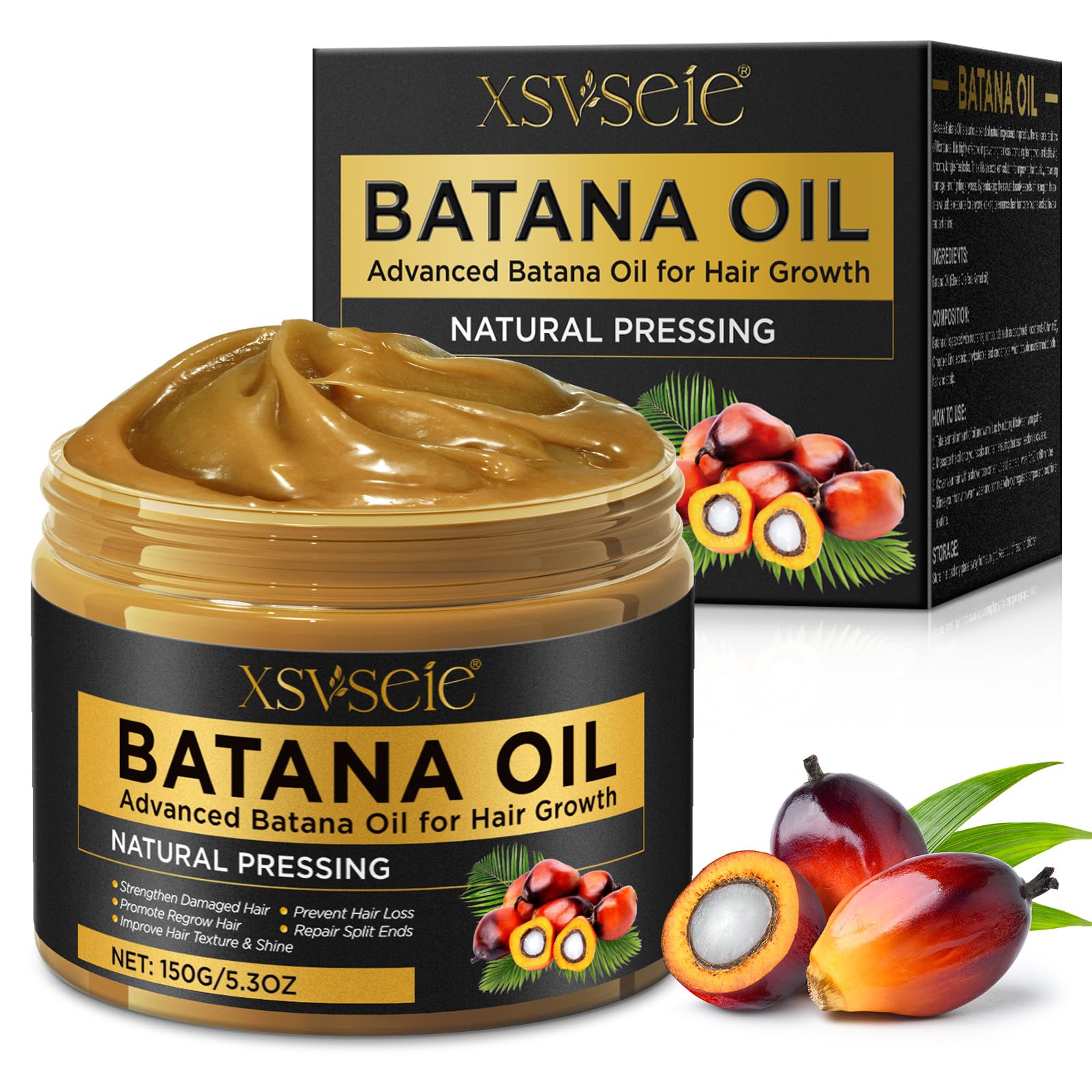 Batana Oil for Hair Growth,Pure Batana Oil from Honduras,Veganic Natural Hair Growth Oil,Prevent Hair Loss,Repairs Damaged Hair,Brighten Hair,Promote Hair Regrowth