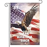 Patriotic Garden Flag 12x18 Inch Double Sided Eagle with American flag for 4th of July Memorial Day Independence Day Indoors Outdoors Decoration for Yard (A01)