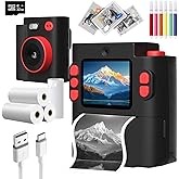 Wembley Kids Instant Print Camera with Dual Lens, 48MP, 1080P HD, 2.4" IPS Screen, 16X Zoom, 32GB SD Card, Thermal Printing, 6 Pens, 4 Rolls, USB Type-C, for Girls & Boys- Black