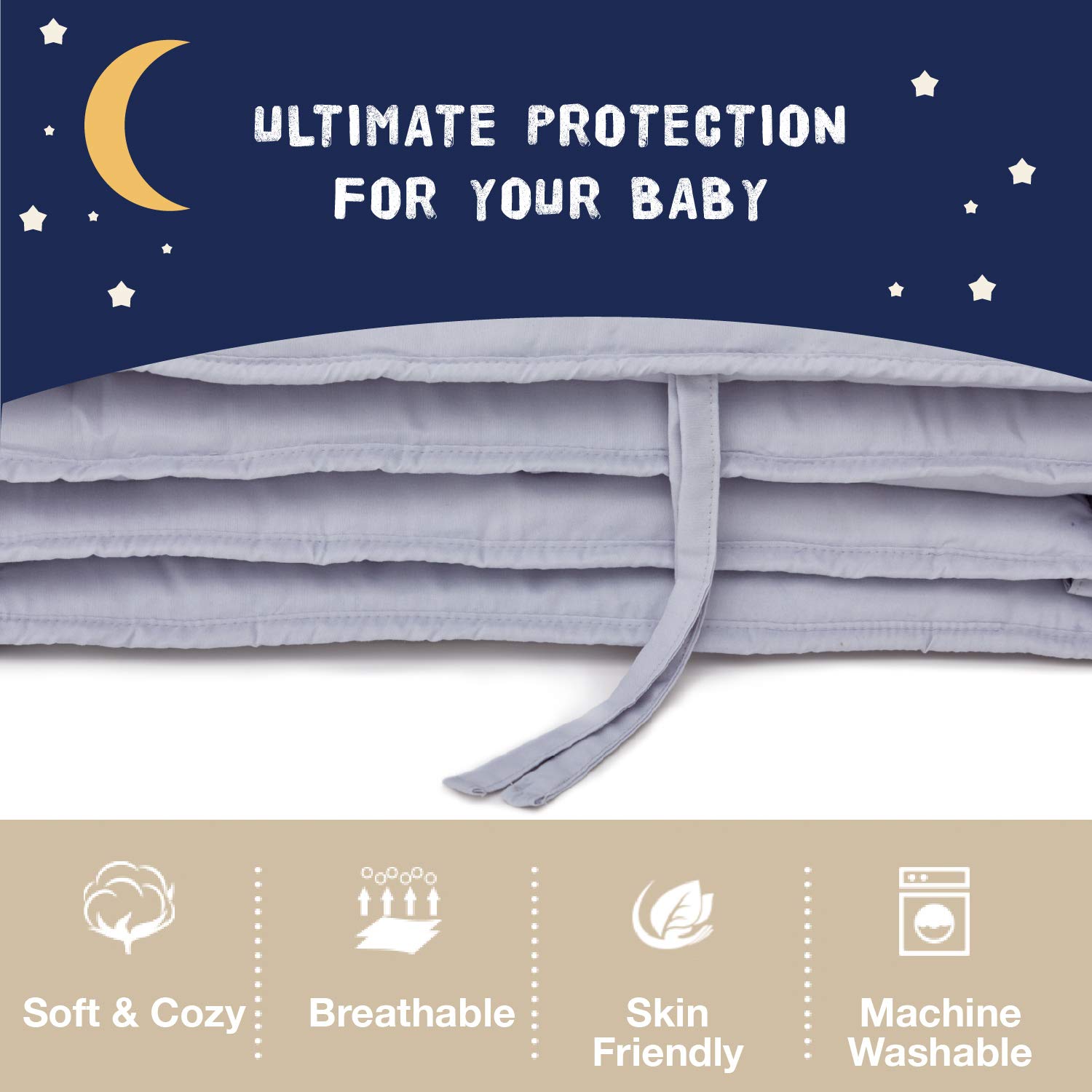 Navy Blue EXQ Home 4Piece Baby Safe Crib Bumper Pads for Standard